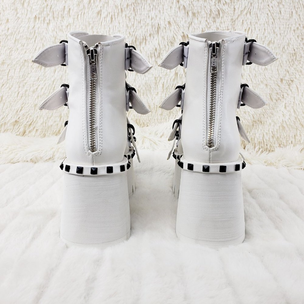 White Ashes Goth Punk Platform Sandal Shoes - Picture 8 of 14